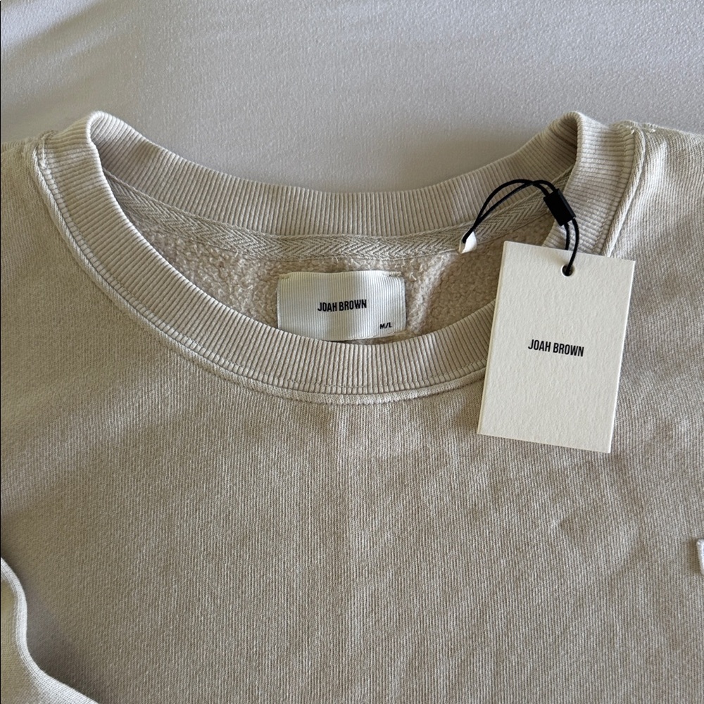 Joah Brown Cropped Crewneck Sweater in Light Cream - Picture 2 of 5